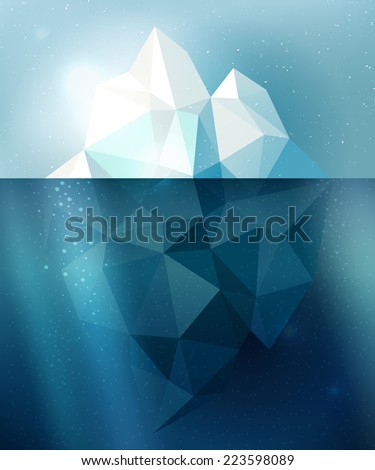Underwater iceberg arctic snow vector illustration in blue and white colors Underwater iceberg arctic snow vector illustration in blue and white colors