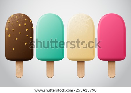 Vector ice cream set, chocolate icecreams with different flavor