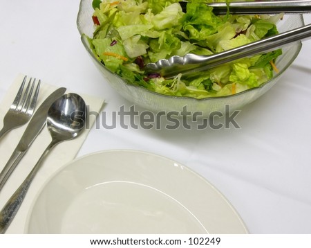 partial salad bowl and salad plate