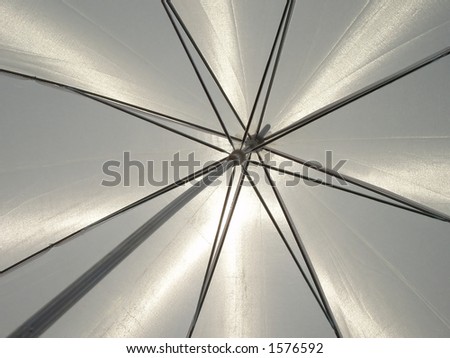 White umbrella with metal lines on a sunny day