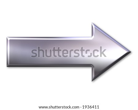 Silver arrow with glowing effect pointing out the direction or an entrance