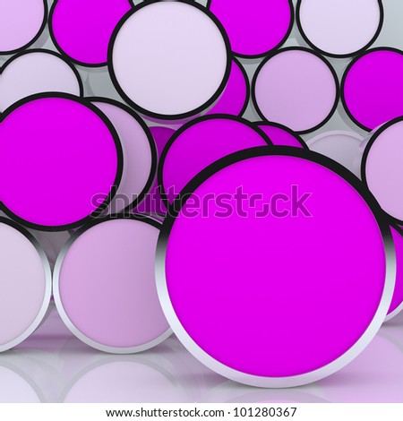 3D blank abstract  pink rounded box display new design aluminum frame template for design work, on white background.
