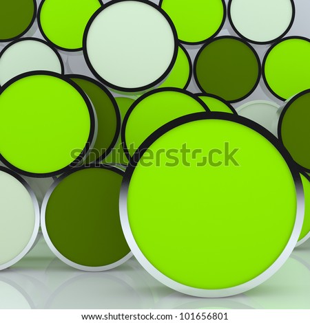 3D blank abstract  green rounded box display new design aluminum frame template for design work, on white background.