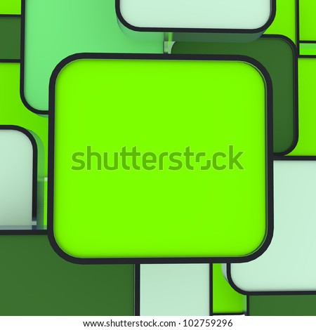 3D blank abstract  green box display new design aluminum frame template for design work