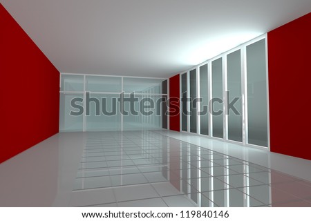 Empty room for interior seminar room color red wall
