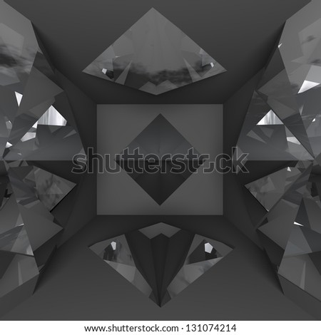 Black empty room with diamond. Ideal for abstract background.