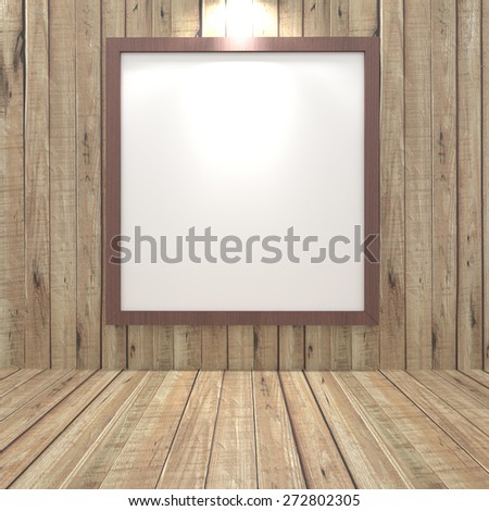 Blank pictures of large sizes in wooden empty room.