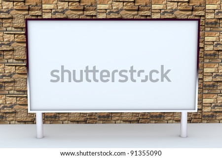 blank big box display new design aluminum frame template for design work, on stone background.