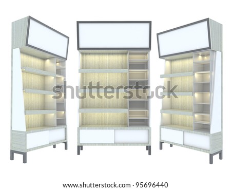 Empty wood Shelf white modern design for Ad