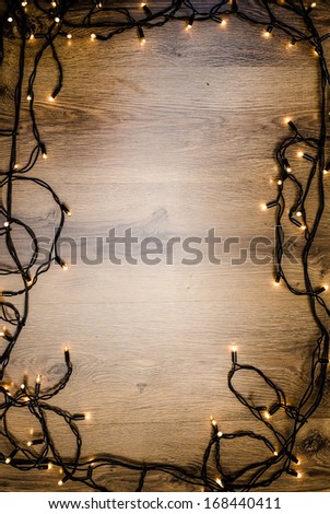 abstract rectangle frame made from Christmas tree lights