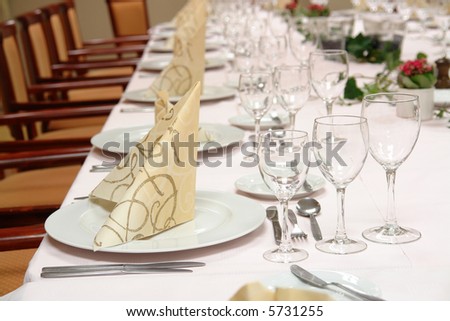 large dinner table on Stock Photo   Table Setting Large Dinner Table Set Up For A Lot Of