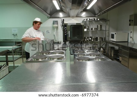 Chef cooking in a professional industrial kitchen