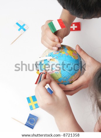 World+flags+globe