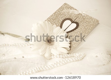 stock photo vintage textile wedding background card pearls and flower