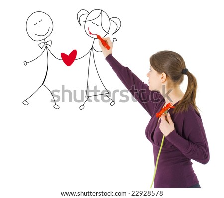 couple holding hands drawing