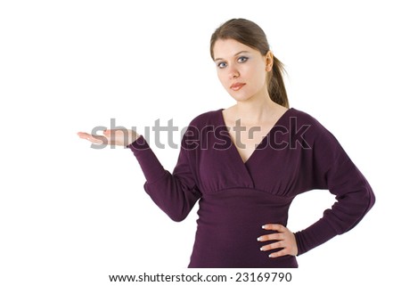 woman holding something in her hand
