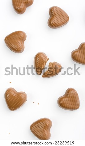 chocolate hearts, one broken hearts