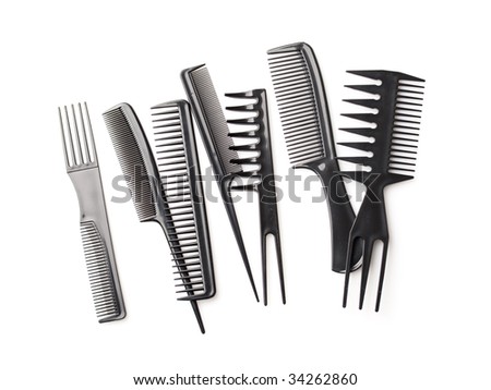 stock photo : set of combs, hairstyle accessories