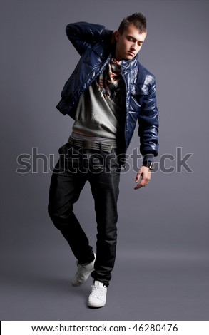 handsome young male model posing in studio