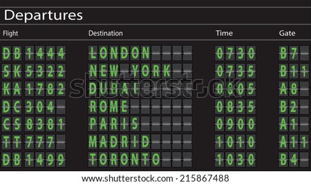 Airport Departures Board. Vector