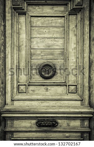 Old mysterious door making background.