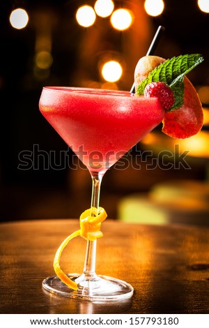 Great Strawberry Daiquiri In A Night Club.