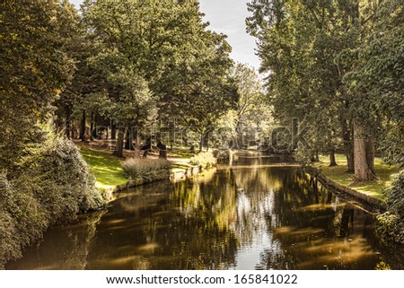 Relaxing landscape of a natural park in Bruges.