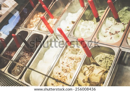 Typical italian gelato ice cream shop.