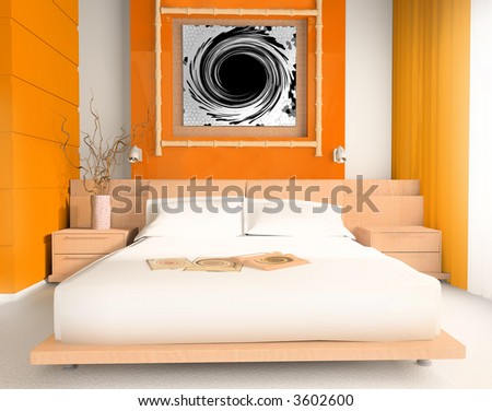 Interior of a sleeping room 3d image
