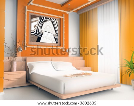 Interior of a sleeping room 3d image