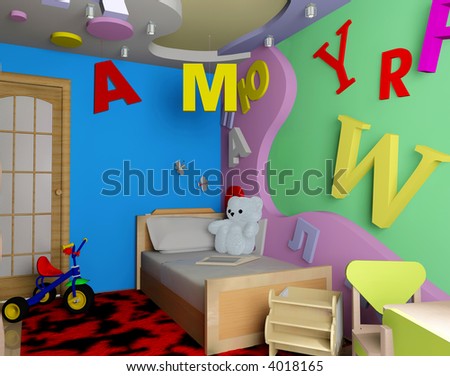 Room Interior  Kids on Interior Of A Children S Room 3d Image Stock Photo 4018165