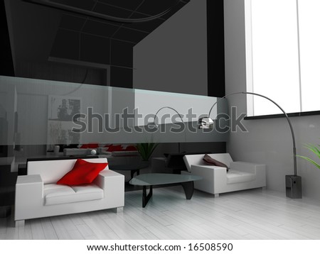Modern interior of a drawing room 3d image