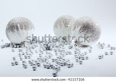 silver balls on white background