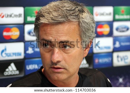 MADRID, SPAIN - SEPTEMBER 17: Jose Mourinho press conference, pregame Champions League, Manchester City return leg on September 17, 2012 in Valdebebas.