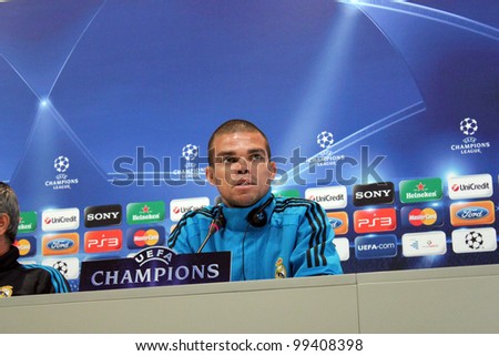 MADRID, SPAIN  APRIL 3: Pepe press conference, pregame Champions League, Apoel return leg. On April 3, 2012 in Valdebebas.