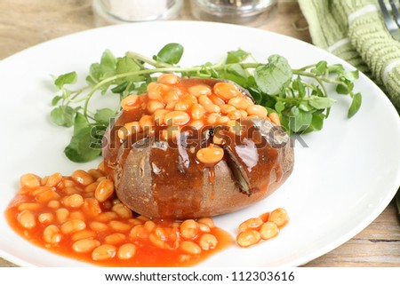 Baked jacket potato with baked beans