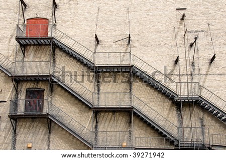 gritty urban fire escapes