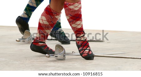 Sword dancing feet isolated with clipping path