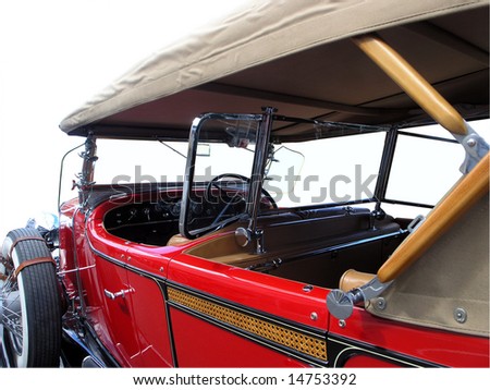 1929 Automobile Looking through the car isolated with clipping path