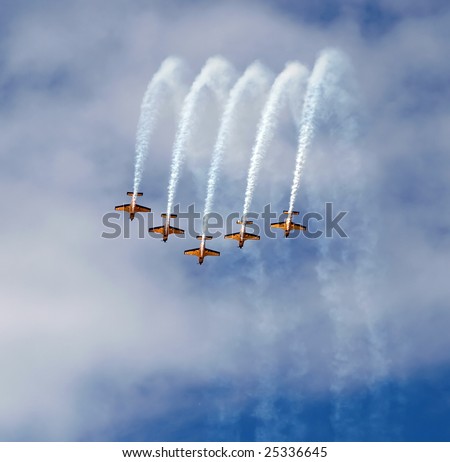 New Zealand Airforce Red Checkers Aerobatic Team flying CT-4E Airtrainer planes