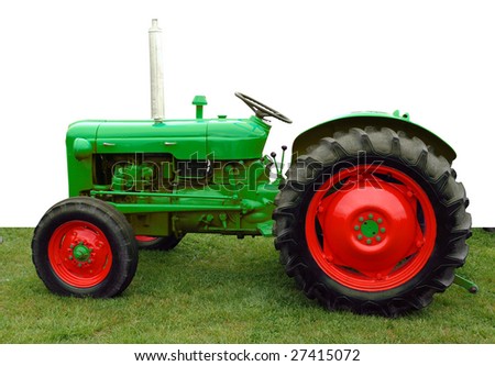 1960 Vintage Tractor isolated with clipping path