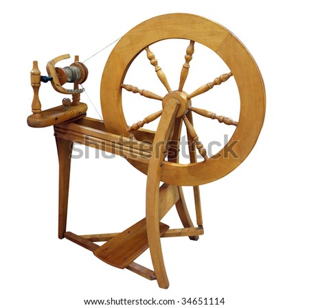 Antique Spinning Wheel isolated with clipping path