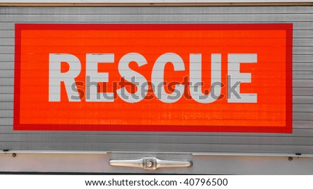Reflective Rescue Sign with bright red background