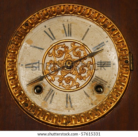 Antique Wind Up Clock Face with Roman Numerals