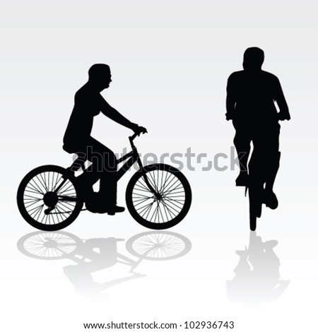 recreation on bike vector silhouette art illustration on white