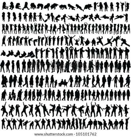 people man and woman and baby silhouette vector on white