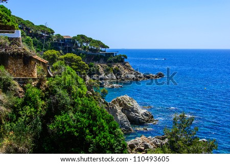 View on a sea and houses at Costa Brava