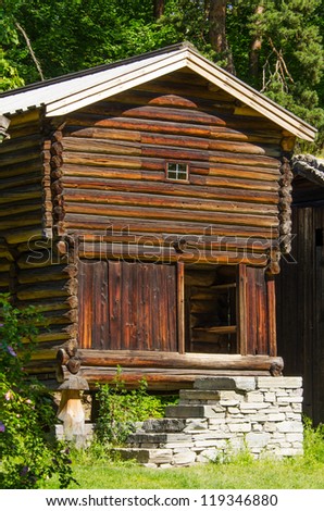 Traditional norwegian old log house