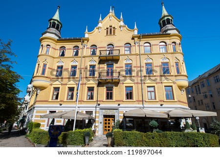 OSLO, NORWAY - AUGUST 27: Rica Hotel Bygdoy Alle? on August 27, 2012. Hotel is in the centre of Frogner, commercial and shopping district, short distance away from all the sights in Oslo.