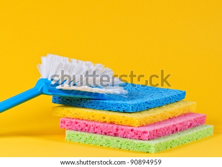 Brush and multi color sponges for cleaning